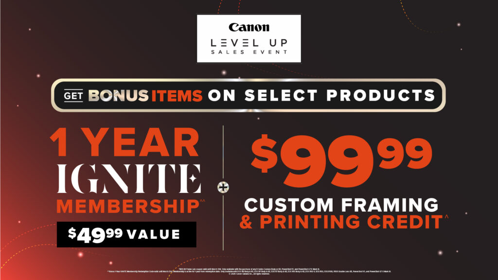 Level Up Sales Event bonus 1 year ignite membership and $99.99 custom framing and printing credit
