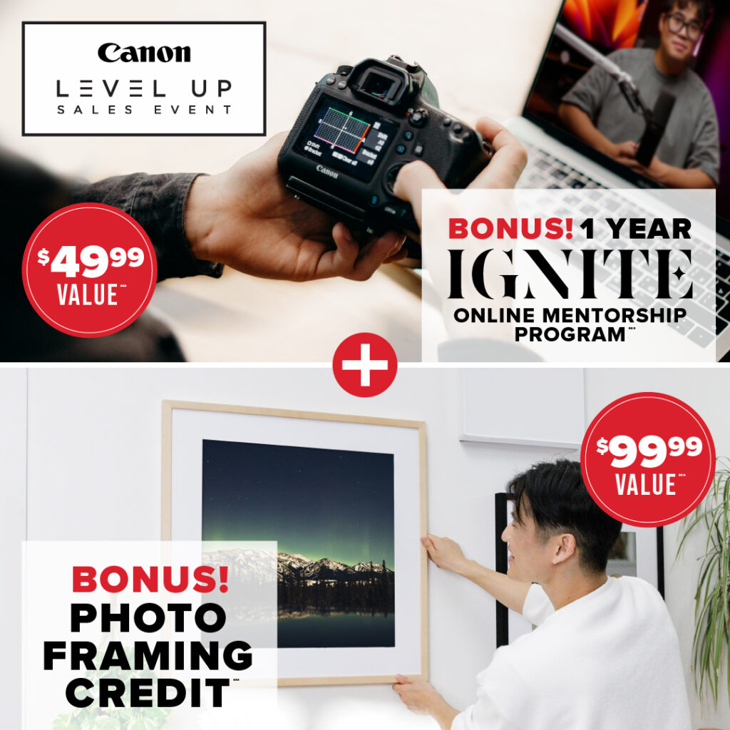Level Up Sales Event bonus 1 year ignite membership $49.99 value and $99.99 custom framing and printing credit
