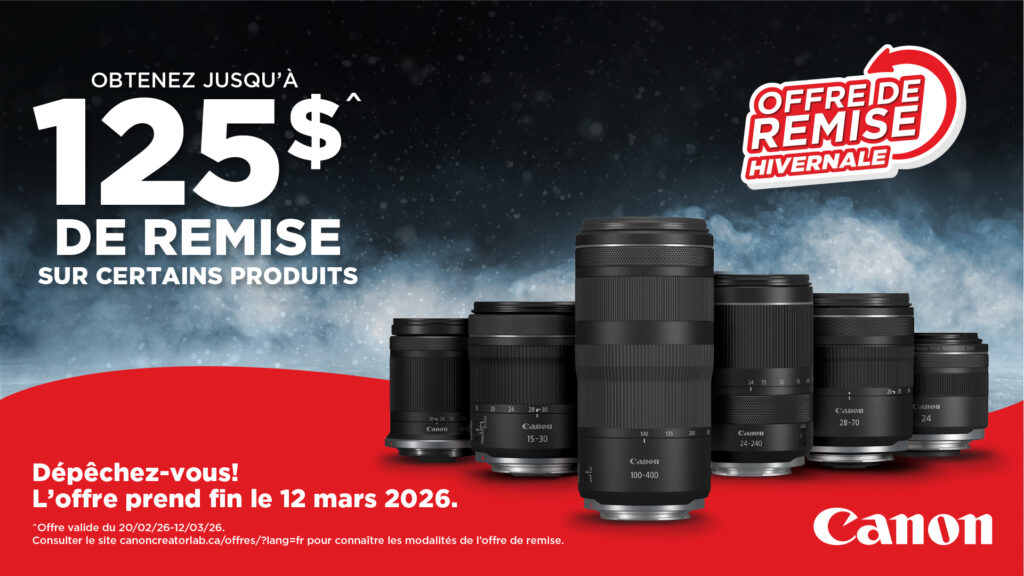 Économisez jusqu'à 125 $ sur certaines lentilles RF avant le 12 mars 2026