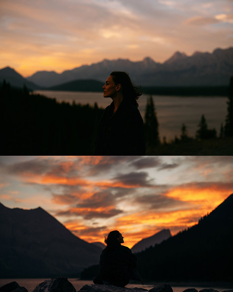 woman's silhouette against the sunset